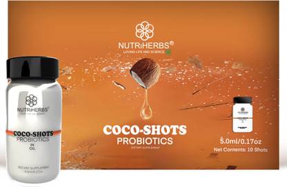 Nutriherbs COCO SHOTS | Gut Health Supplement with Extra Virgin Coconut Oil & Probiotics