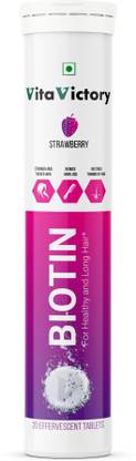Vita Victory Biotin for Hair, Prevent Hair Fall & Grow Stronger Hair, Effervescent Tablets