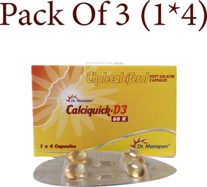 Calciquick D3 60K Cholecalciferol soft gelatin capsules pack of 3