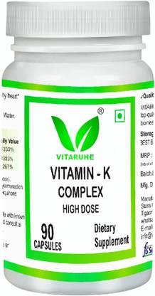 vitaruhe Vitamin K Complex, High Dose K1 + K2 Menaquinone (MK4 +MK7)