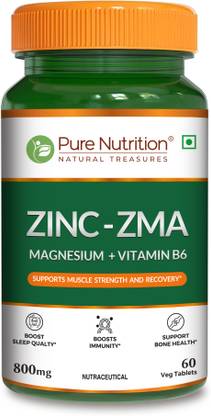 Pure Nutrition Zinc ZMA (Zinc Magnesium Aspartate & Vitamin B6) 800mg | Nightime Recovery