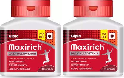 Cipla Maxirich Multivitamin Capsules For Energy, Immunity And Mental Performance