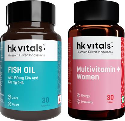 HEALTHKART HK Vitals Multivitamin Plus Women with Fish Oil 1000mg with 180mg EPA, 120mg DHA