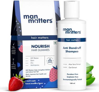 Man Matters Dandruff Solution Kit With Biotin Hair Gummies 30N & Anti Dandruff Shampoo 100ml