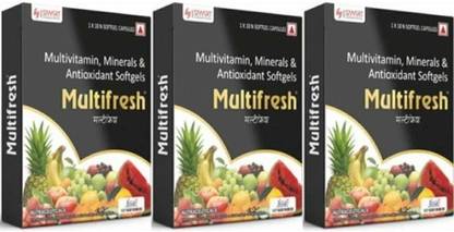 MULTIFRESH Multivitamin- Multiminerals 10 Softgel Capsules pack of ( 3*10 ) 30 sofgels