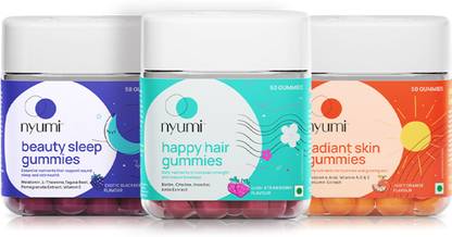 Nyumi MultiVitamin Gummies Combo for Restful Sleep,Glowing Skin and Hair Growth,Vegan