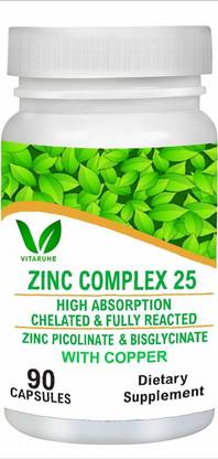 vitaruhe Chelated Zinc 25mg Picolinate & Bisglycinate Complex with Copper