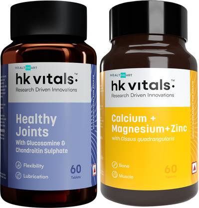 HEALTHKART HK Vitals Calcium Magnesium & Zinc, 60 No & Joint Support Supplement, 60 No