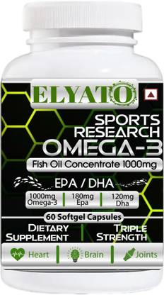 ELYATO 1000 mg Omega 3 Fish Oil Concentrate for Healthy Heart, Brain & Joint Support