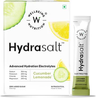 Wellbeing Nutrition Hydrasalt Electrolyte Drink, Cucumber Lemonade, 15 Sachets