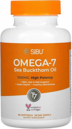 Sibu Beauty Sea Berry Therapy, Omega-7 Support, Sea Buckthorn Oil, 60 Softgels