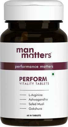 Man Matters PERFORM Vitality | Ashwagandha, Safed Musli, L' Arginine Tablets