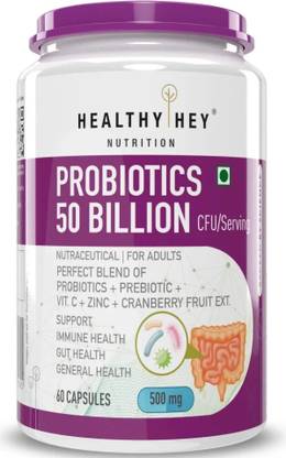 HealthyHey Nutrition Probiotics 50 Billion CFU Multi- Strains, 60 Veg. Capsules