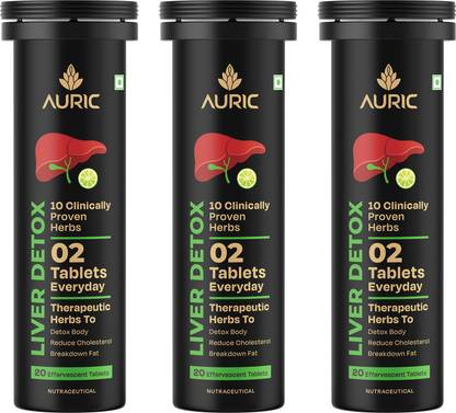 Auric Liver Detox Supplement Tablets with 10 Ayurvedic Herbs