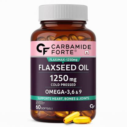 CARBAMIDE FORTE Flaxseed Oil Capsules 1250mg Cold Pressed with Omega 3 6 9 | Alsi Seeds Capsules