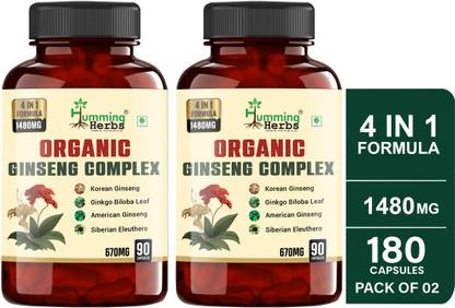 Humming Herbs Organic Ginseng | Korean Ginseng, Ginkgo Biloba Leaf, American Ginseng, Siberian