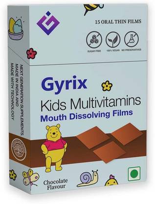 gyrix Kids Multivitamins - 15 Oral Strips | With Vit A,B,C,D E & K, Iodine & Iron