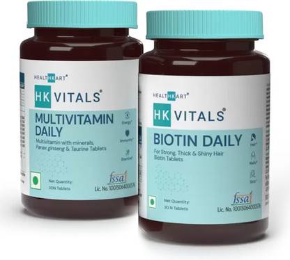 HEALTHKART HK Vitals Multivitamin, 30 No and Biotin 10000mcg, 30 No (Combo Pack)