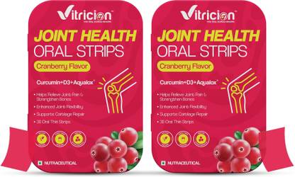 Vitricion Joint Health Oral Strips, Curcumin, D3 & Aqualox for Mobility & Strength, Strips