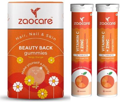Zaocare Beauty Back Biotin Gummies & Vitamin C + Zinc Effervescent Combo |