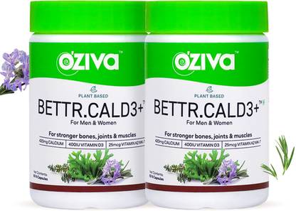 OZiva Bettr.CalD3+ with Plant-Based Calcium, for Stronger Bones, Joints & Muscles