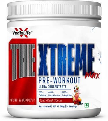 VedixLife The Xtreme Pre Workout For Strength, Power & Pumps Fruit Punch Flavour