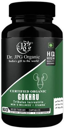 Dr. JPG Organic Gokhru capsules for Men’s Wellness|INDIA ORGANIC Certified|500mgX60 Veg Cap.