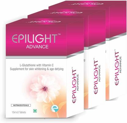 EPILIGHT Advance L- Glutathione with Vitamin C Suppement for Skin Whitening(30 Tablets * 3)