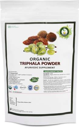 R V Essential USDA Organic Triphala Powder- Made from Haritaki, Vibhitaki and Amla 1:1:1