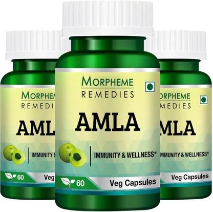 Morpheme Remedies Amla Caps Vitamin C 500mg Extract (Pack Of 3)