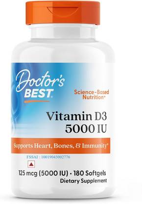 Doctor's Best Vitamin D3, 125 mcg (5,000 IU), 180 Softgels