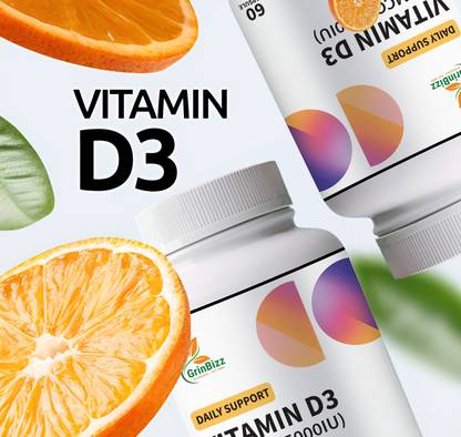 grinbizz Vitamin D Capsules Essential Sunshine Vitamin for Bone Strength Immunity