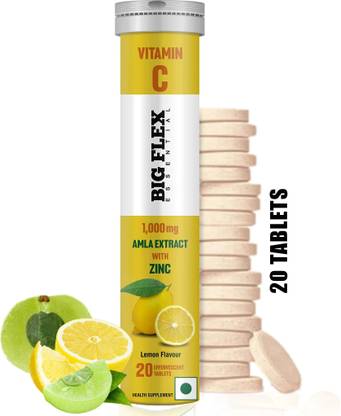 Bigflex Vitamin-C 1000mg Natural Amla Extract + 10mg Zinc effervescent Lemon Flavour