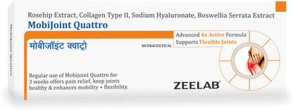 zeelab Mobijoint Quattro Supplement for Joint Pain Relief, Enhance Mobility+Flexibility