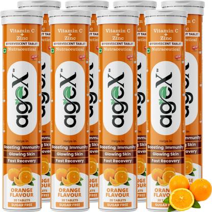 AGE-X Vitamin C 80mg + Zinc 10mg Effervescent | Immunity & Skin | Orange