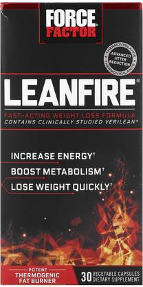 Force Factor LeanFire, Fast-Acting Weight Loss Formula, 30 Vegetable Capsules