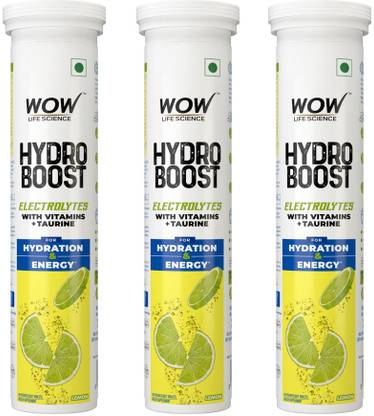 WOW Life Science Hydroboost Electrolytes Low Sugar Energy Drink |Instant Hydration|Lemon Flavour