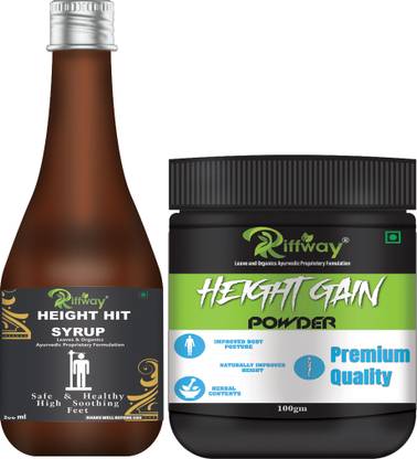 Riffway Height Hit Syrup & Height Gain Powder Combo For Growing Kids,Teenage & Men Women Combo