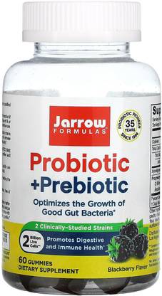 Jarrow Formulas Probiotic + Prebiotic, Blackberry, 2 Billion, 60 Gummies