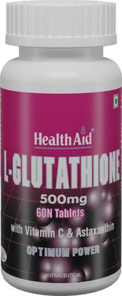 HealthAid L Glutathione 500 mg Vitamin C & Astaxanthin for Skin Glow & Antioxidant Defense