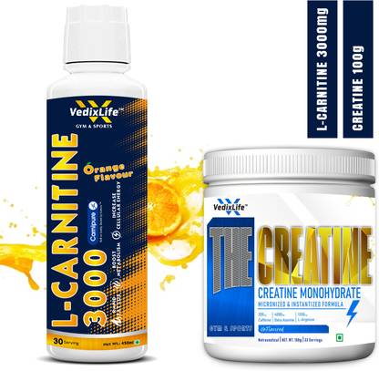 VedixLife L-Carnitine 3000 mg Liquid 450 ml, with Creatine monohydrate 100 g