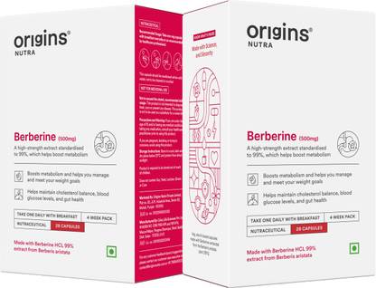 Origins Nutra Berberine Boost Metabolism & Energy Levels, Help Manage Blood Sugar Pack of 2