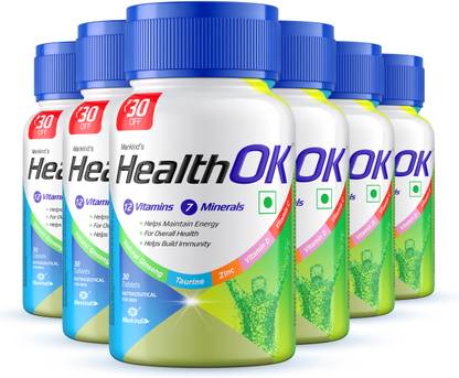 Health Ok Mankind With Multivitamin&Improve Energy, Builds Immunity 30 Tablets x pack of 6