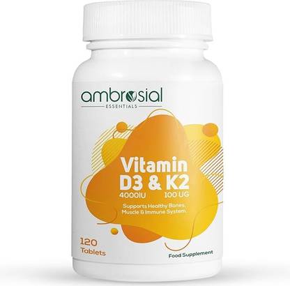 Ambrosial Vitamin D3 & K2 Tablets 4000IU Vitamin D3 + 100µg K2 MK-7