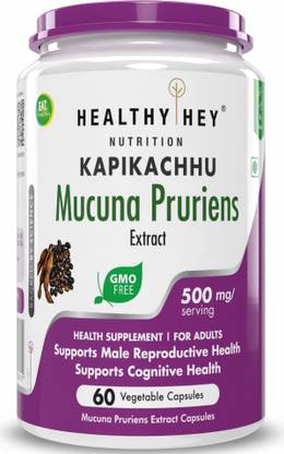 HealthyHey Nutrition Mucuna Pruriens Extract - For Mood and Motivation Support 500mg (60 Veg. Capsules)