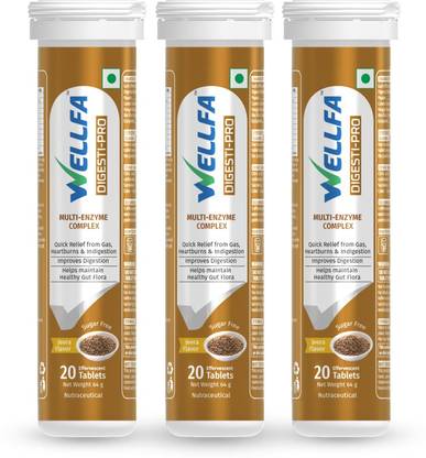 WELLFA Digesti-Pro Multi Enzyme Effervescent Tablets for Gas Reflief