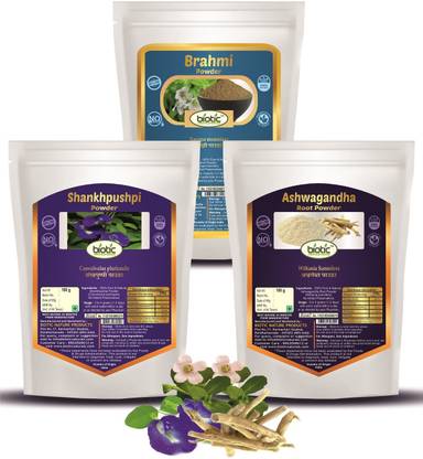biotic Shankhpushpi, Brahmi & Ashwagandha Powder (100gms each)