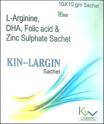 Kindwaves Healthcare L-Arginine, Veg DHA, Folic acid & Zinc each 10g sachet (10 sachets)