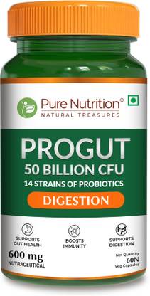 Pure Nutrition Progut Probiotic 50Billion CFU 14 Strains of Probiotics | Gut Health & Bloating