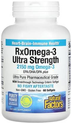 Natural Factors RxOmega-3 Ultra Strength, 2,150 mg, 60 Softgels (1,075 mg per Softgel)